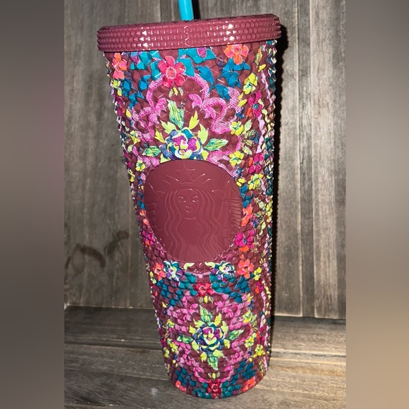 Starbucks 2025 Fall Floral Bling 24 Oz Venti Cold Cup Tumbler Maroon Purple - Picture 2 of 6